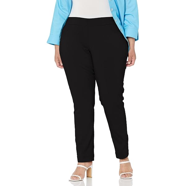 SLIM-SATION Women's Plus Size Pull On Solid Crop With Real Front Back Pockets