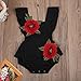 BELS Baby Girls Romper Rose Embroidery Buttons Sleeveless Bodysuit (6-12M, Black)