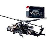 UH-60 Black Hawk Helicopter Military Set, Army Airplane Building Bricks, Rescue Helicopter Model Kits with 4 Soldier Minifigures, Gifts for 6-12 Year Old Kids, Compatible with Lego, 692 PCS