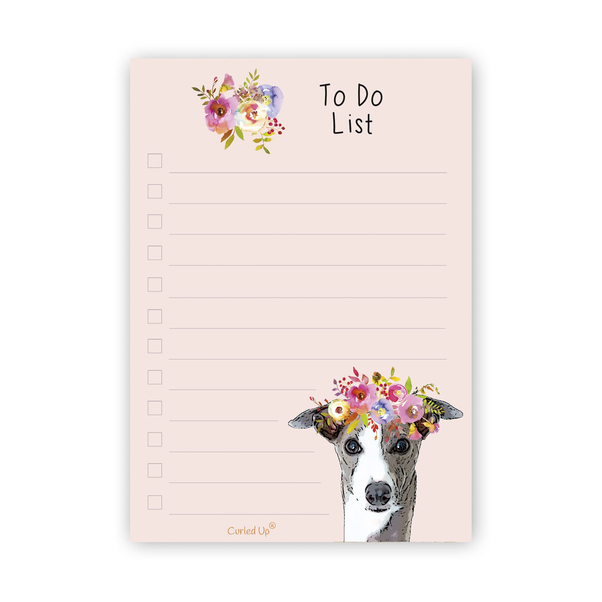 Greyhound A6 to Do List Notepad – 50 Tear Off Pages - Greyhound Lover Gift – Notes Organiser – Dog Lover Memo Desk Pad - Stocking Filler