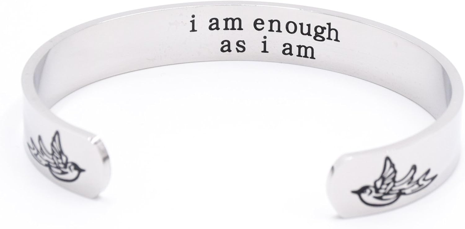 LParkin Inspirational Bracelets For Women I Am Enough As I Am Cuff Bracelet Spiritual Encouragement Gift Unique Positive Energy Gifts For Woman Jewelry - Image 3