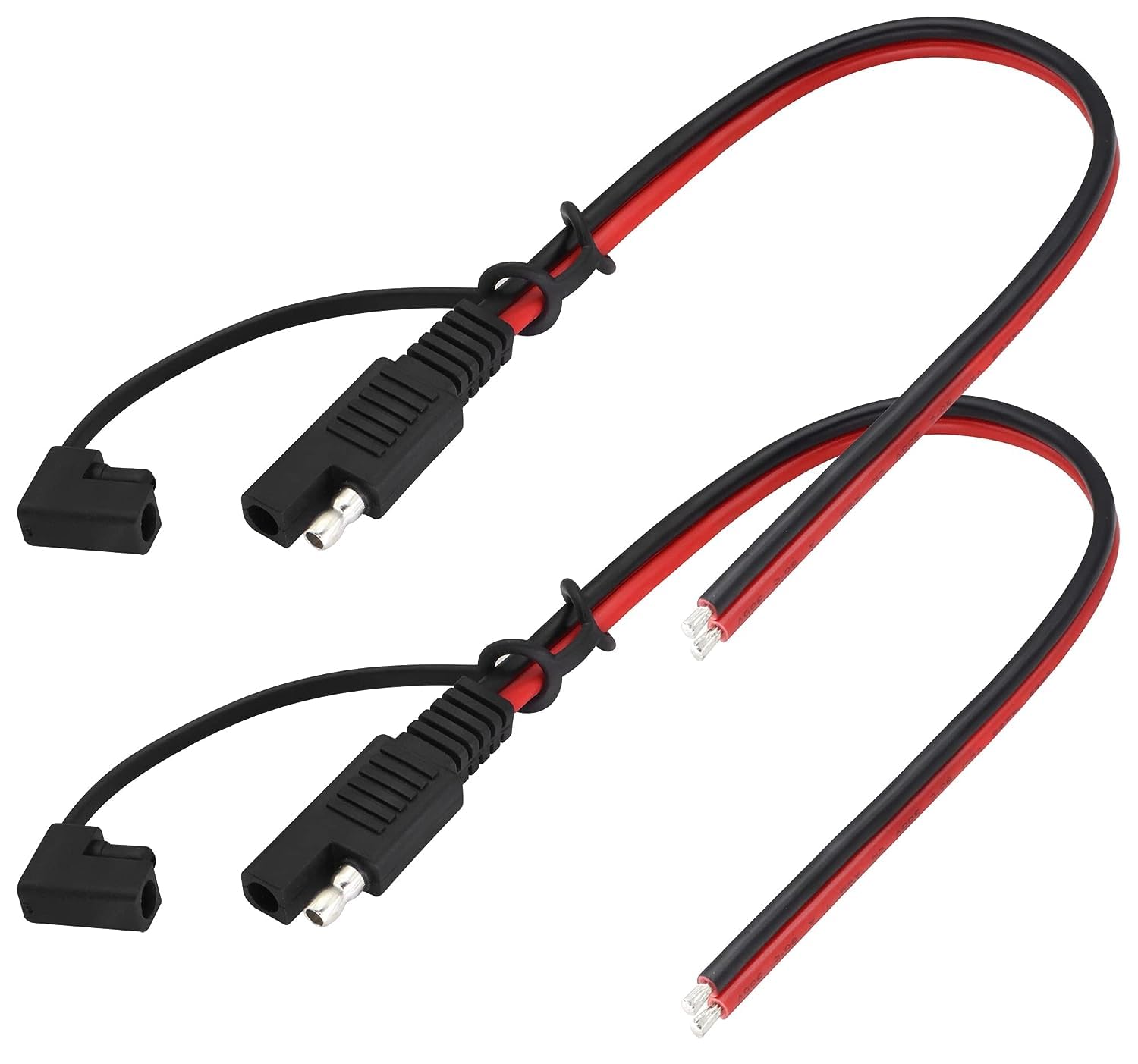 zdyCGTime SAE 12V 2-pin SAE Single Plug Extension Cord with Dust Cap,Solar Panel 14AWG SAE Plug,Solar Panel SAE Connector Extension Cord cable,Suitable for Motorcycles,Cars,Tractors,etc.(30cm-2Pack)
