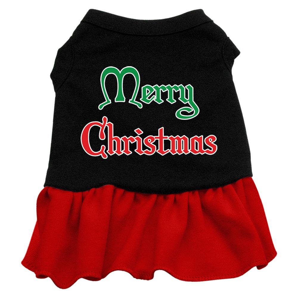 Mirage Pet Products Merry Christmas Screen Print Dress, Extra Small, Black/Red