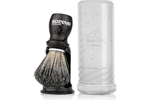 Anbbas Shaving Brush and Holder with Travel Case, Synthetic Badger Hair Ebony Handle Brush 3in1 Kit for Men