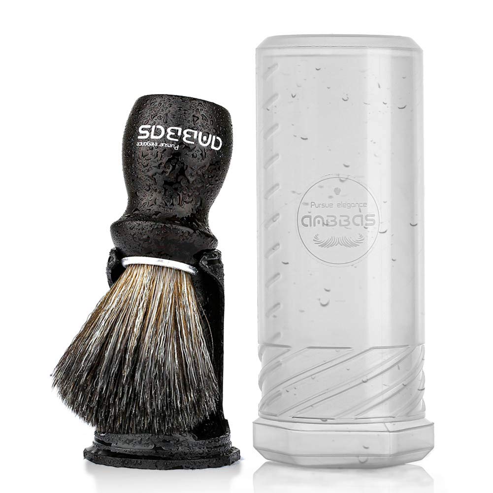 Anbbas Shaving Brush and Holder with Travel Case, Synthetic Badger Hair Ebony Handle Brush,3in1 Kit for Men
