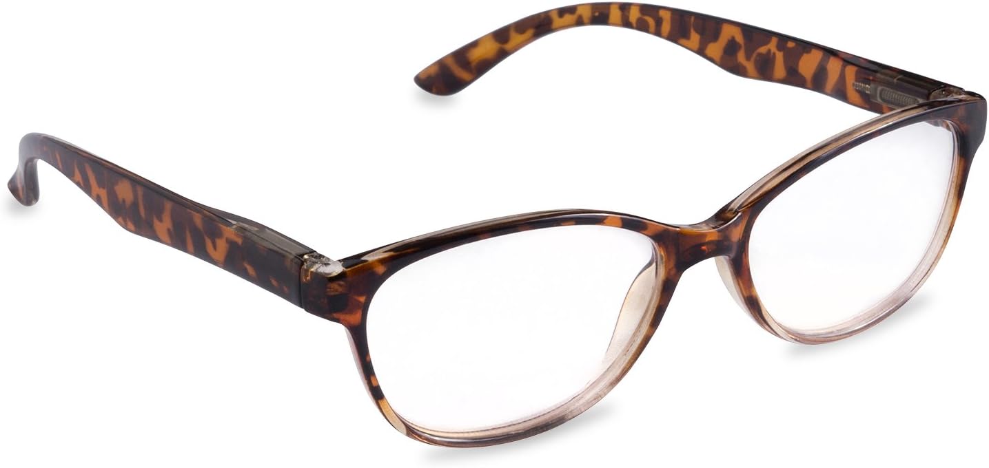 Inner Vision Women's Reading Glasses w/Spring Hinges & Case - (1.75 x Magnification) - Brown Tortoise