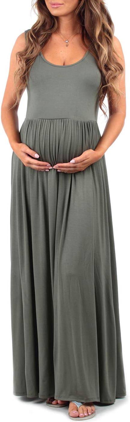 Women's Ruched Sleeveless Maternity Dress in Regular and Plus Sizes - Made in USA