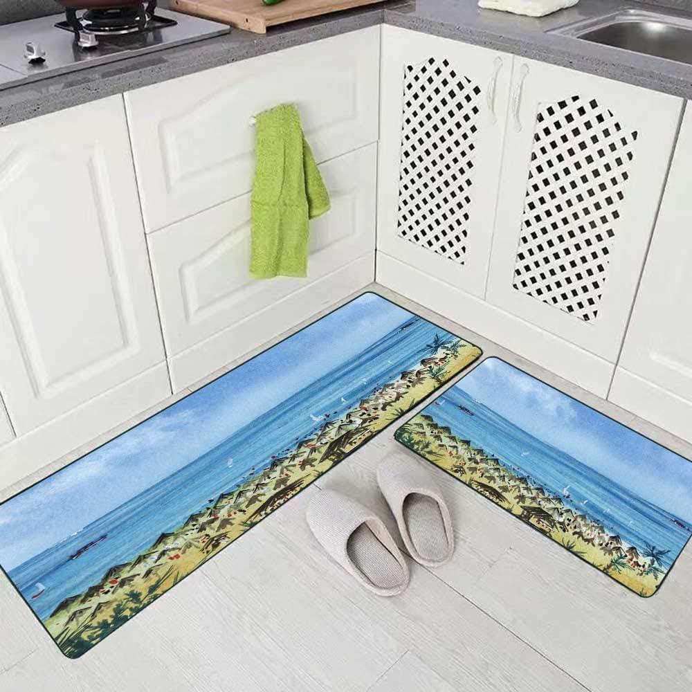 Douecish Small Kitchen Rug Soft Kitchen Rug 17X48+17X24