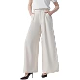 Tronjori Womens High Waist Casual Wide Leg Palazzo Business Pants | Office Trousers, Dress Pants ,With Front Pockets,Back Elastic Waistband, Loose Slacks,Multiple Colors