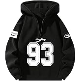 Verdusa Men's Zip Up Hoodie Jersey Shirt Long Sleeve Hooded Sweatshirt