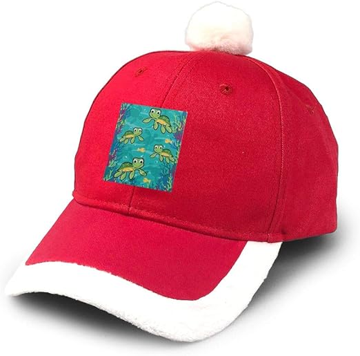 AHISHNF Gorra de béisbol de Papá Noel roja con diseño de Tortuga de
