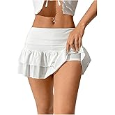 SweatyRocks Women's Layered Ruffle Golf Skorts Skirts Tiered Y2k Flowy Mini Skirts