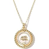 SELENICHAST 14K Gold Dainty Zodiac Necklace for Women,Gold Plated Rotatable 12 Constellation Astrology Necklaces Birthday Jewelry Gifts