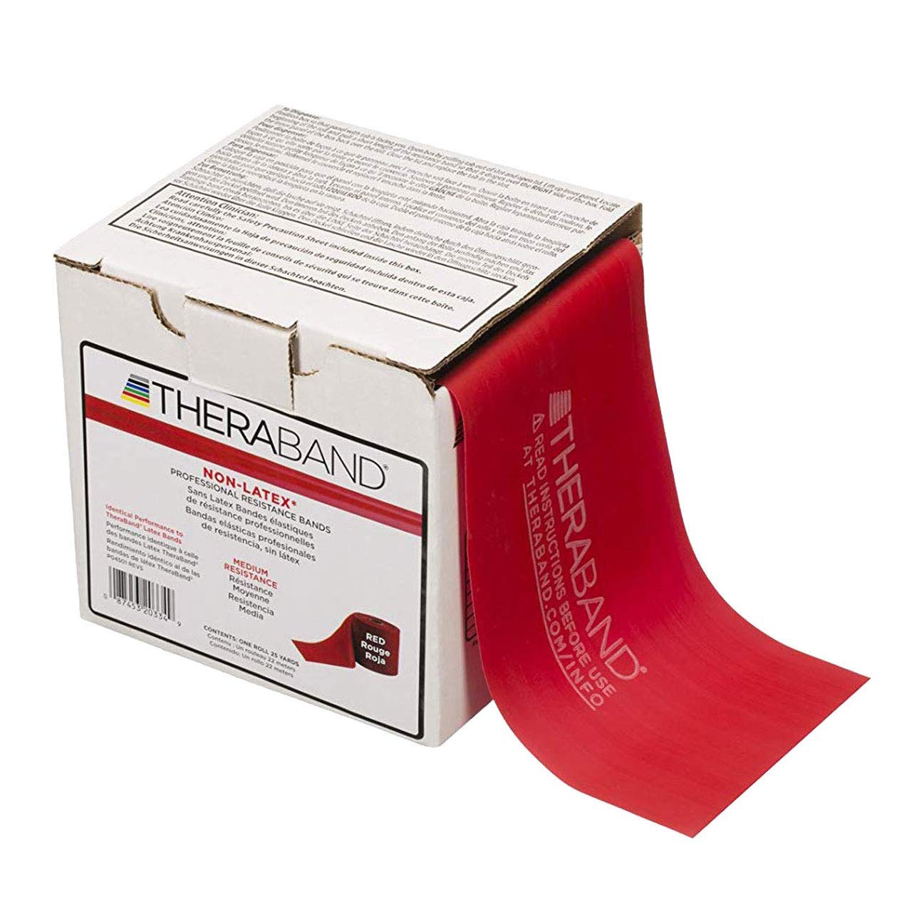 TheraBand Resistance Band 25 Yard Roll, Medium Red NonLatex