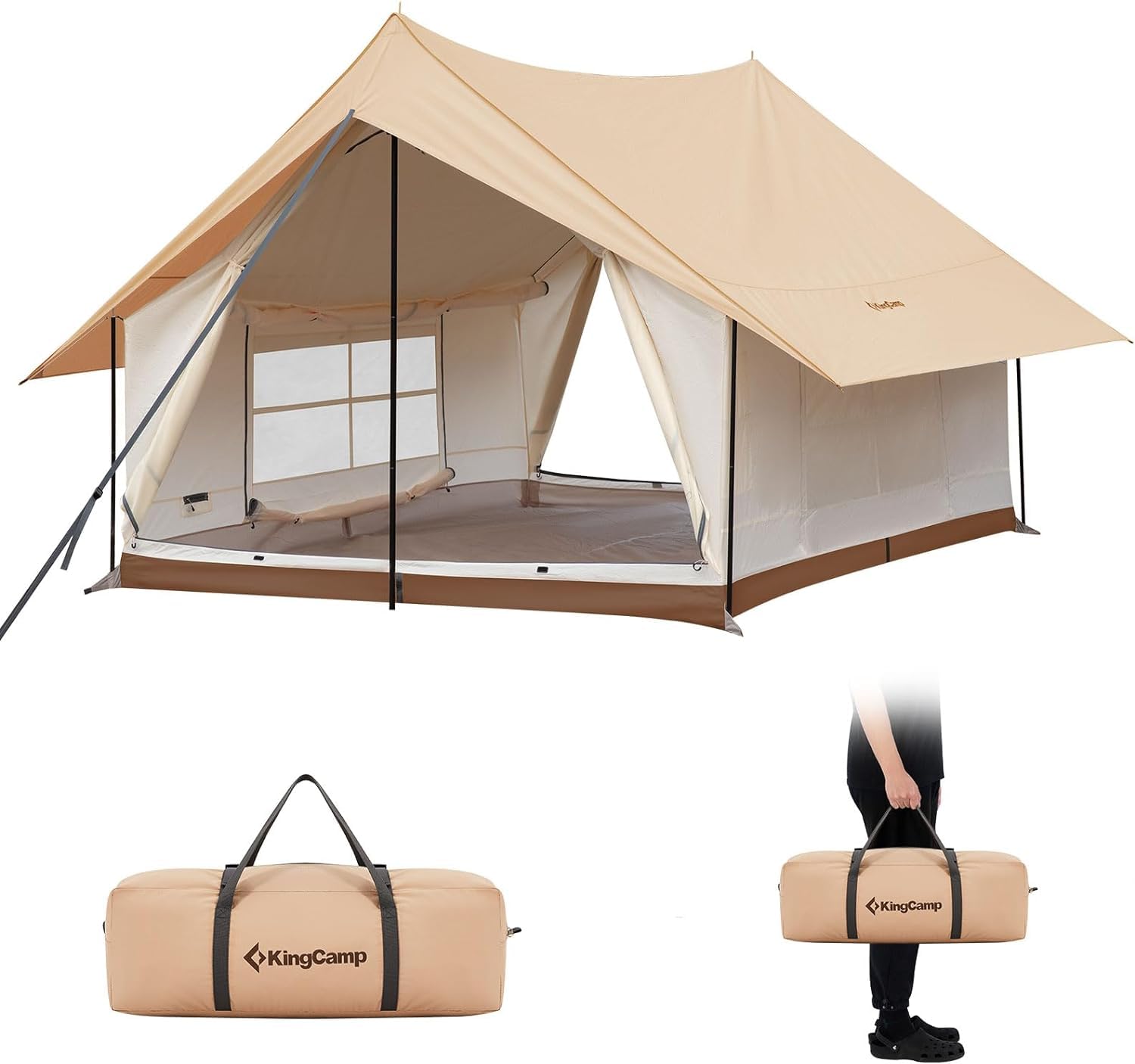 Photo 1 of ***PARTS ONLY**KingCamp 6-8 Person Canvas Tent for Camping Waterproof & Windproof Cabin Tents with Large Mesh Windows, Easy Setup, All Season Wall Tent for Family Camping, Hiking, and Outdoor Events