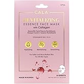 Cala Revitalizing Essence Face Masks with Collagen - 10 Sheets Moisturizing Sheet Masks for Firm, Radiant Skin