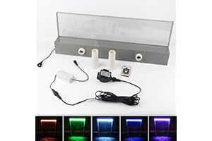 APONUO Lighted Waterfall Pool Fountain 24" RGB LED Pool Fountain 7 Color Remote Changing Spillway for Sheer Descent（2 Connector Choose）