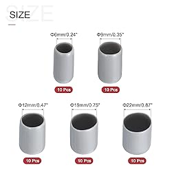 uxcell 50pcs Round Rubber End Caps Protective Caps
