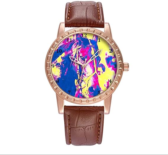 Amazon 高級腕時計ブランド 人気 ブラウン ファッション 高級 時計 ブランド 人気 あなた自身や親戚 友人 恋人 メンズウォッチ 個性的なパターン ウォッチ 楽しいシアトル スロー サラブレッド レースホース 水彩画 メンズ腕時計 腕時計 通販