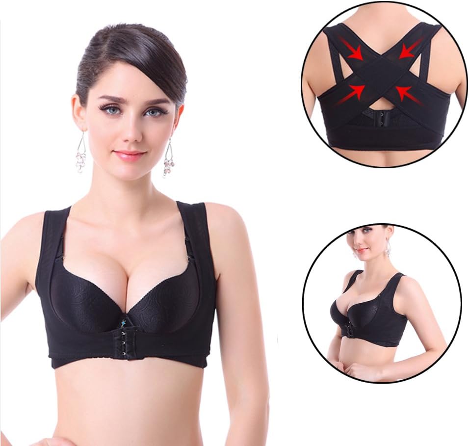 Lifemall Women Chest Brace Up Hunchback Posture Shape Corrector X Strap Vest (S, Black)