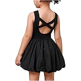 WDIRARA Toddler Girl's Bubble Dress Birthday Sleeveless A Line Swing Short Tank Dresses