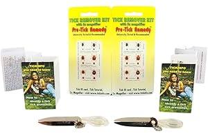 PRO-TICK REMEDY ProTick Remedy (2 Pack) – Precision Steel Tick Remover, Magnifier, Chain, Tick ID Card, Tick ID Information. Helps Deal with All Ticks Sizes from Humans and Animals