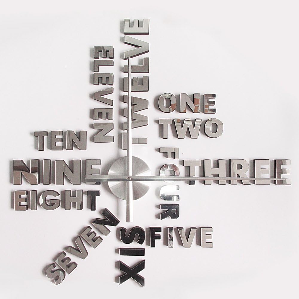 WALL CLOCK - MIRROR 3D Frameless Large Stickers Clocks Style Watches Hours DIY Room