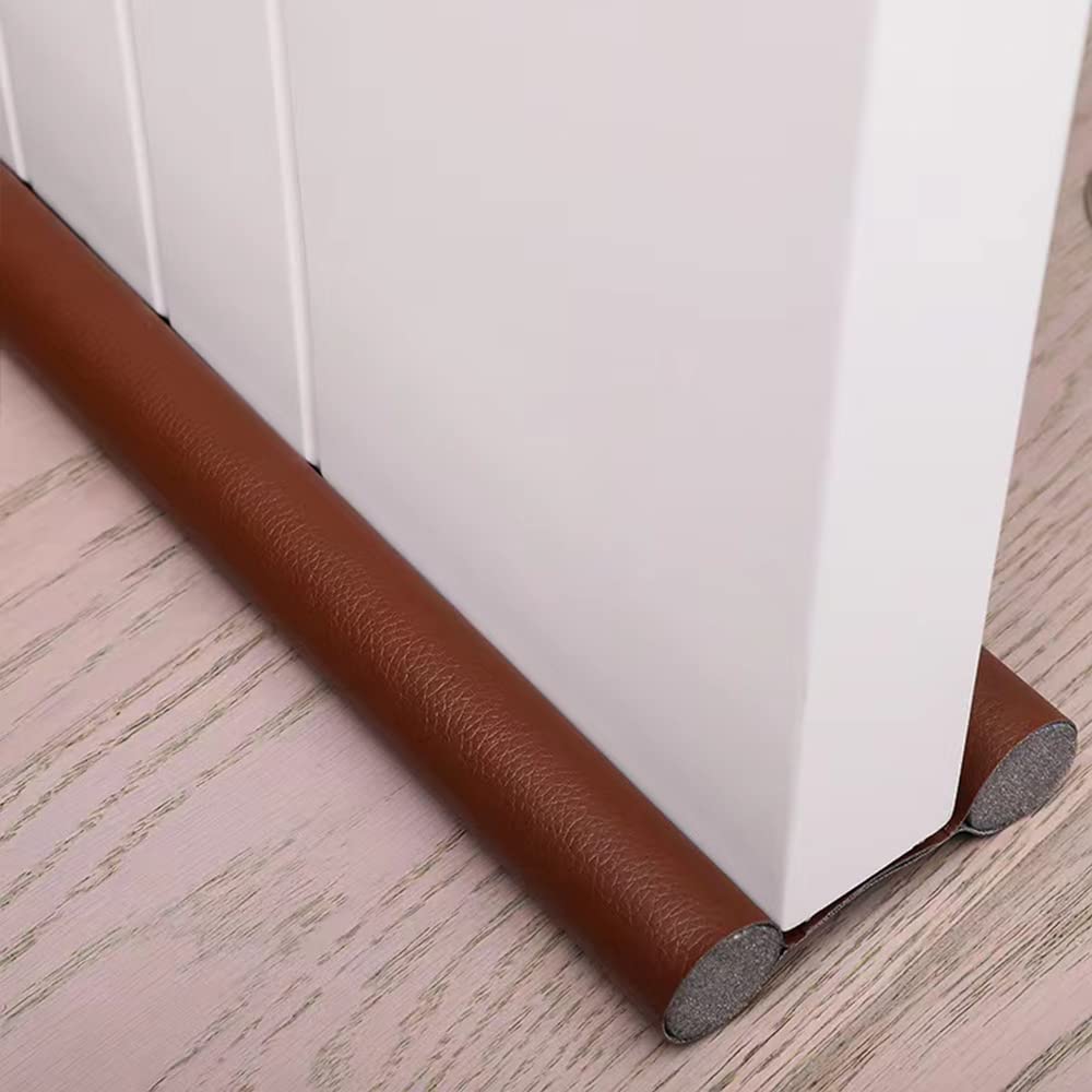 Photo 1 of Door Draft Stopper Weather Stripping Noise Blocker - Under Door Draft Noise Blocker Gap Stoppers Entry Door Draft Guard for Bottom of Doors Adjustable (Brown)