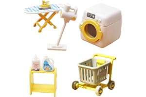 Kids Washing Machine, 8Pcs/Set Toy Washing Machine, Realistic Kids Dollhouse Miniatures Laundry Room Accessories for, Mini To