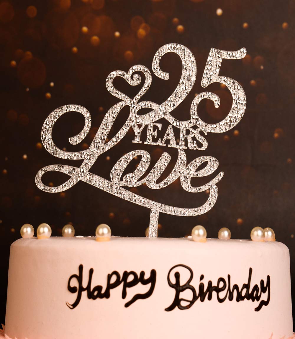 Silver Acrylic 25 Years Loved Birthday Cake Topper 25th Birthday Party Decorations 25th Wedding Anniversary Year Cake Topper Silver Loved Buy Online In United Arab Emirates At Desertcart Ae Productid