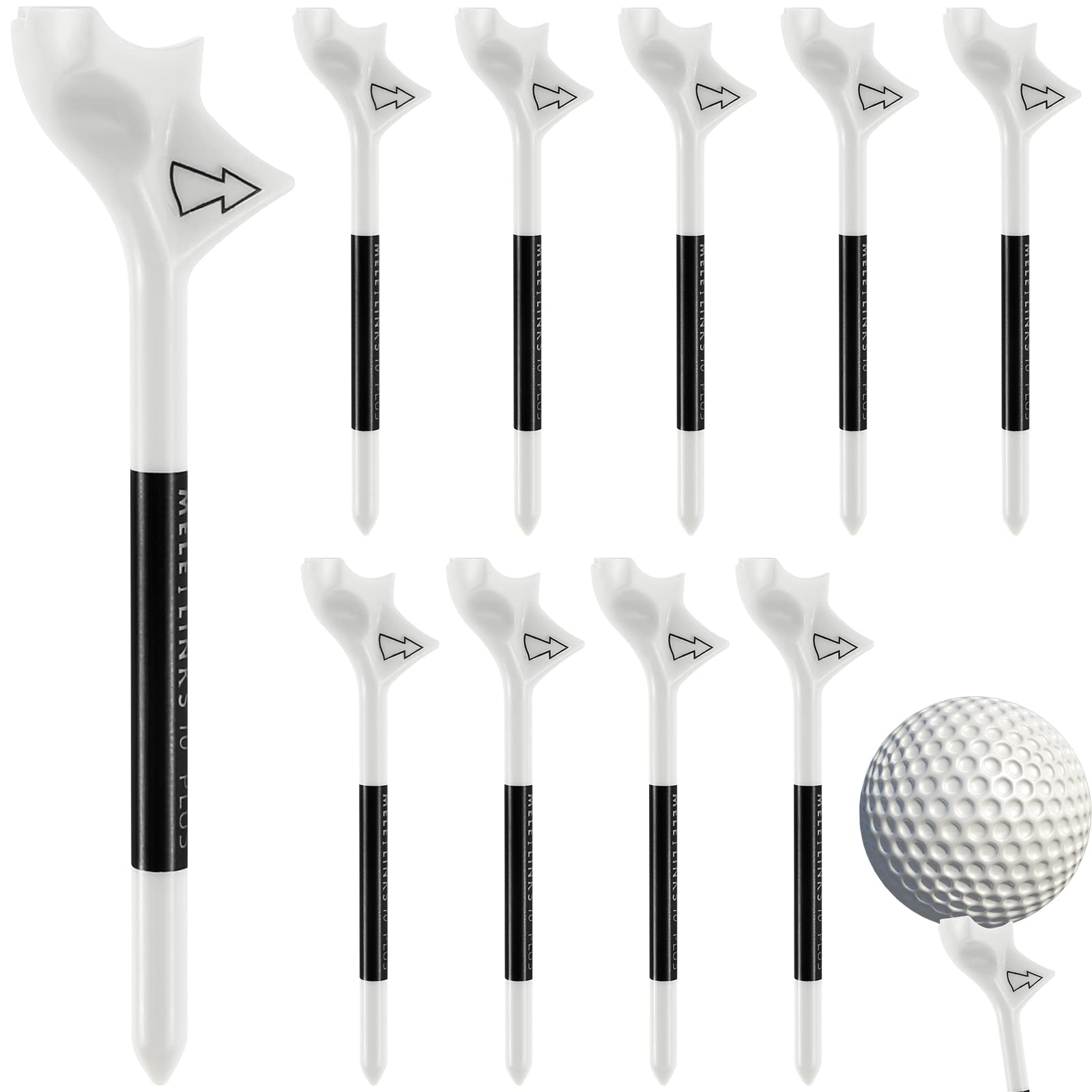 New_Soul 10 Pcs Golf Ball Tee,Golf Tees Bamboo 83mm Flightpath Plastic Golf Tees, 10° Lightweight Training Golf Tee Holder, Designed to Reduce Ball Spin and Fly Straight
