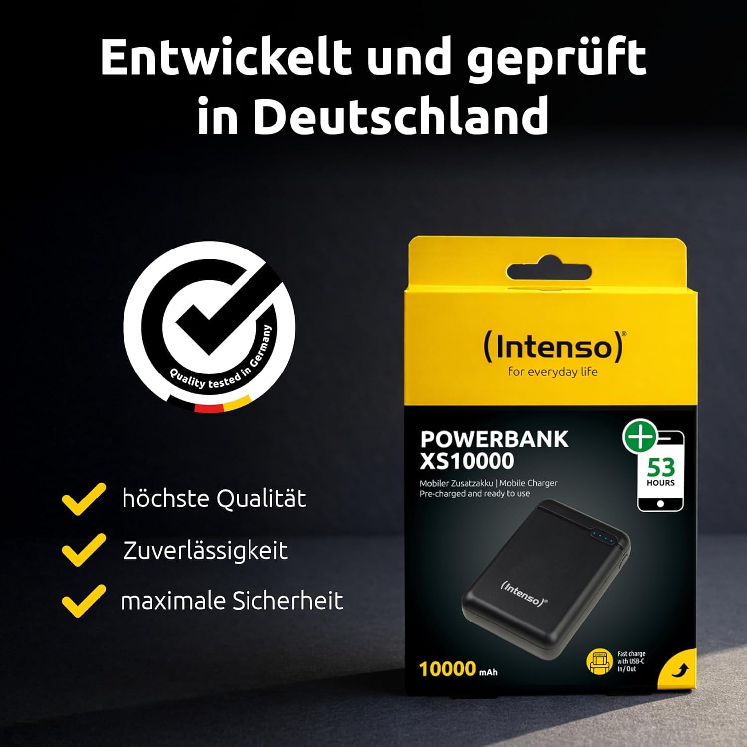 Intenso Powerbank XS10000 - 10000 mAh Externer Akku für iPhone & Samsung 8