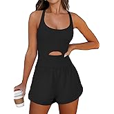 Caracilia Women's Workout Athletic Romper Summer Sets Short Jumpsuits Onesie Running Outfits Exercise Gym 2026 Trendy Clothes