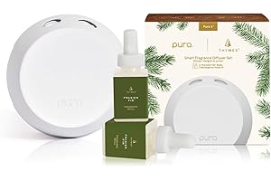 Thymes Pura 4 Diffuser Kit - Smart Home Fragrance Diffuser - Includes Pura Air Freshener + 2 Pura Diffuser Refills - Fragrance Diffusers for Home (Frasier Fir Pura Scent Diffuser)