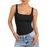 ATHMILE Double Lined Tank Tops for Women Summer Square Neck Sleeveless Basic Spring Going Out Top