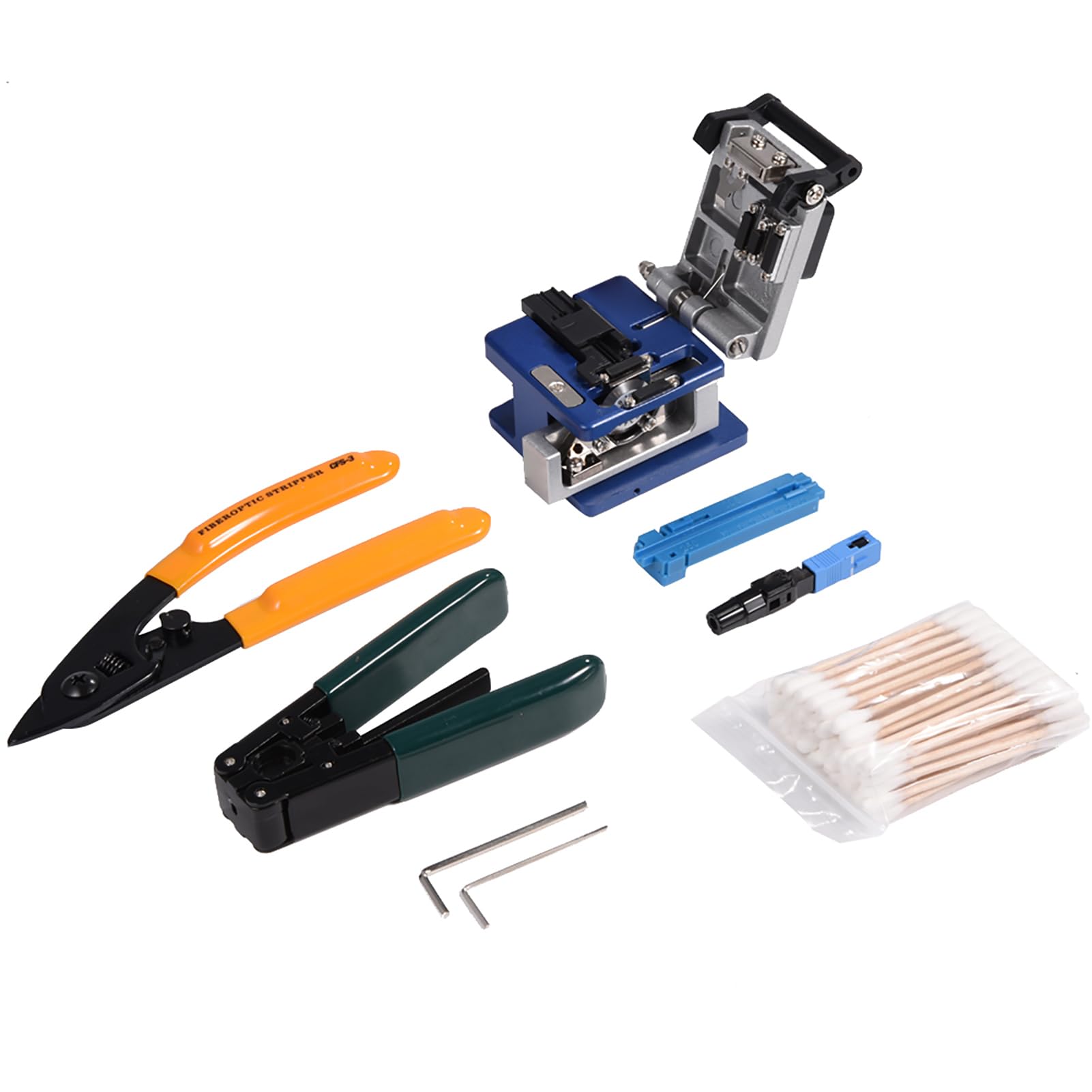 FTTH Splicing Splice Fiber Optic Stripping Tool Kit with Fiber Cleaver Fiber Optic Stripper Fiber Optic Stripping Tool Fiber Coating Stripper Cutting Guider