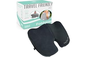 Cushy Tushy Premium Foldable Travel Seat Cushion - for Relief of Lower Back, Sciatic, Butt and Tailbone Pain - for Home & Office Use, Perfect for Travel or Driving - Coccyx Seat Cushion
