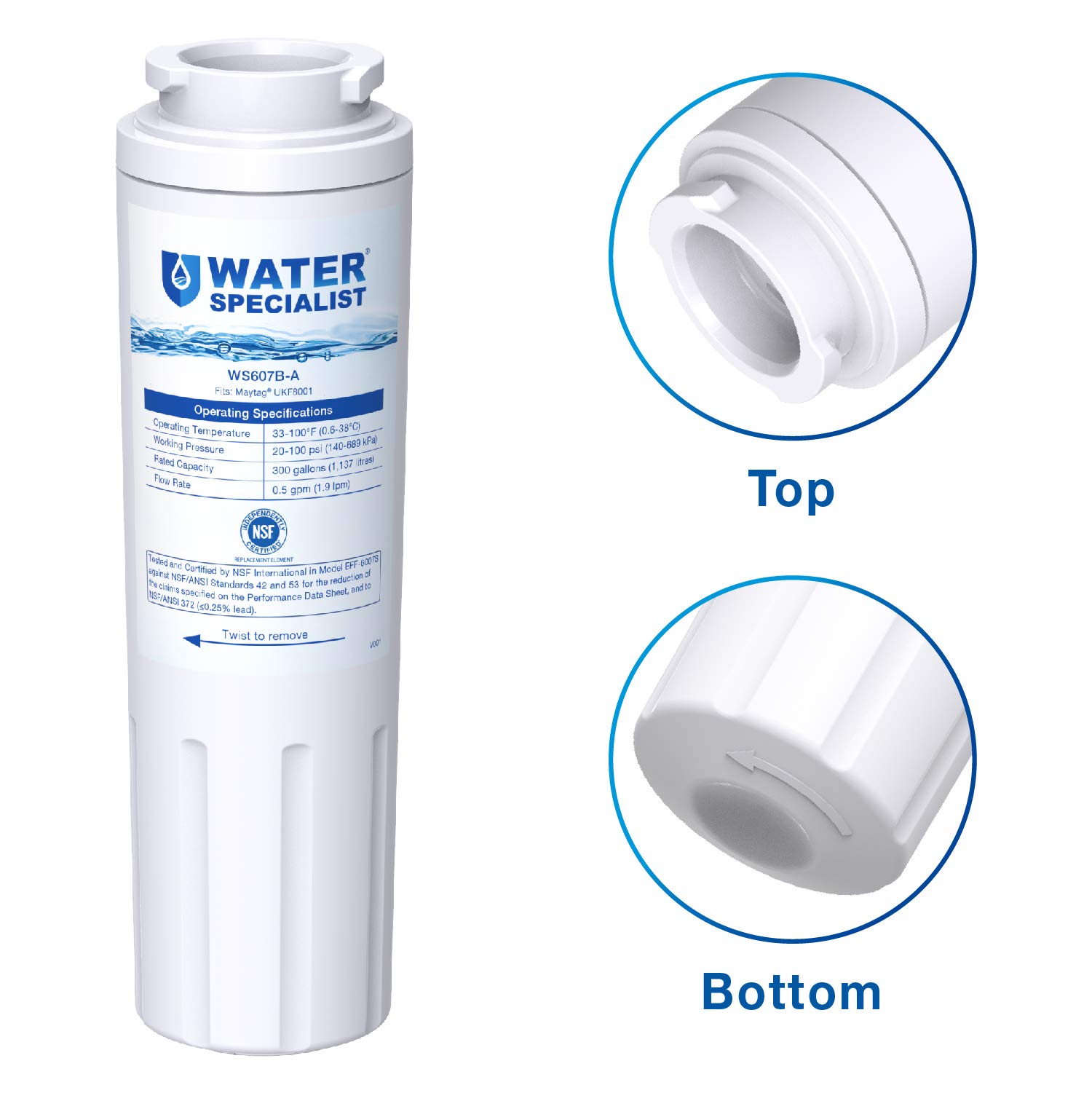 Waterspecialist NSF 53&42 Certified UKF8001 Refrigerator Water Filter
