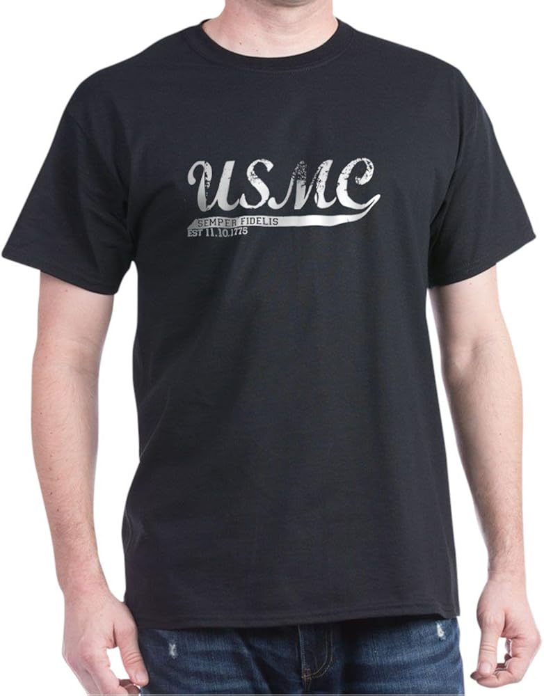 CafePress Old School USMC Classic 100 Cotton TShirt Clothing