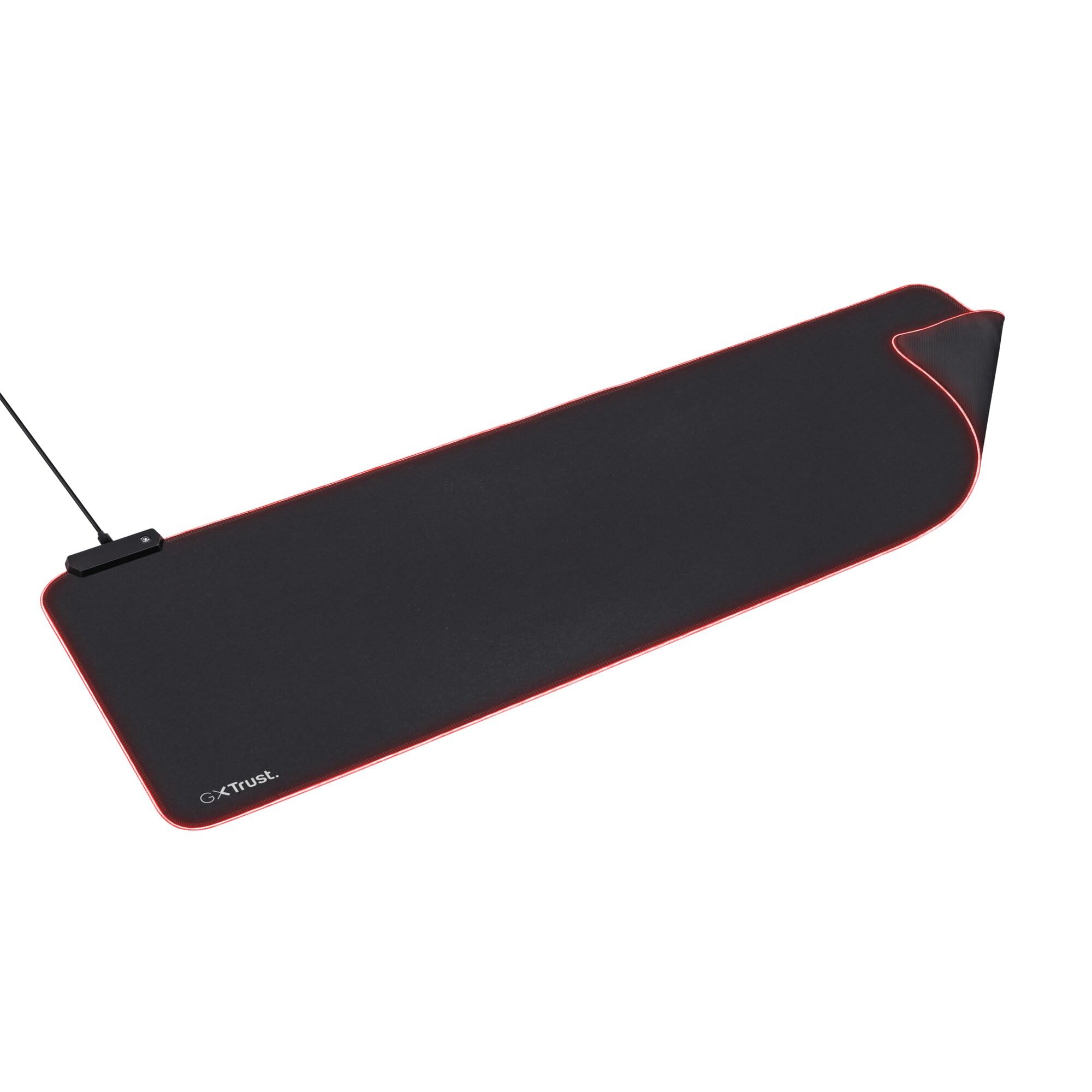 Trust Gaming GXT 764 Glide-Flex RGB Mauspad XXL, 930x300 mm, Gaming Mousepad mit LED Beleuchtung, rutschfeste Gummiunterseite, Große Schreibtischunterlage, USB-betrieben, Desk Mat - Schwarz