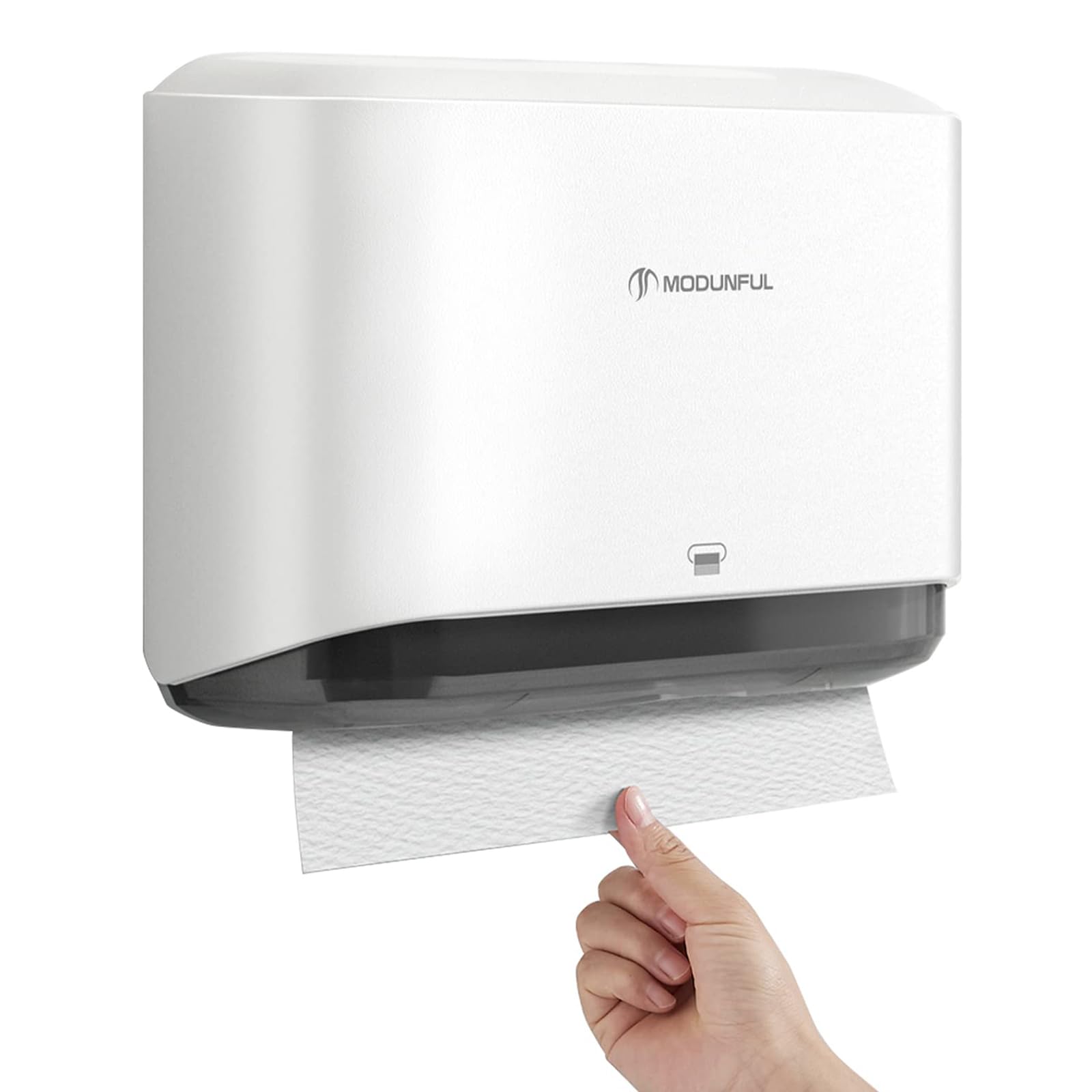 modunful Paper Towel Dispenser Wall Mounted, Multifold Hand Towel Dispenser, Z-Fold C-Fold Paper Towel Holder for Bathroom No Hole Installation, White ABS Cover
