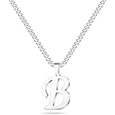 LUXEJEW Valentines Day Gifts for Him - Stainless Steel A-Z Initial Necklaces for Men Boys, Gold/Silver Cuban Link Chain Letter Pendant Necklace Jewelry Gifts 20+2 Inches