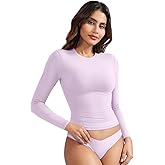 YEOREO Long Sleeve Shirts for Women y2k Tops Double Lined Basic Tee Crew Neck Going Out Sweeney Workout Undershirt