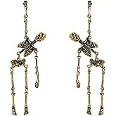 Gothic Skeleton Earrings For Women,Punk Spooky Skull Skeleton Drop Dangle Earrings Costume Dress Up Ghost Earrings Halloween Accessories Jewelry