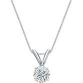 14k White Gold 4-Prong Basket Round Diamond Solitaire Pendant (1/5-1 cttw, O.White, I2-I3)