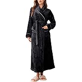 Flygo Long Robes for Women Plush Fleece Bathrobes Warm Winter Flannel Fluffy Bath Robe Sleepwear Housecoat Full Length