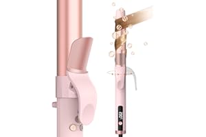 ATOPSKINS Rotating Curling Iron, 30S Fast Heating Dual Voltage Automatic Curling Iron, 5 Temperatures Automatic Rotating Hair Curler 1 1/4 inch Self Curler Hair Wand Curling Iron for Long Short Hair (Pink)