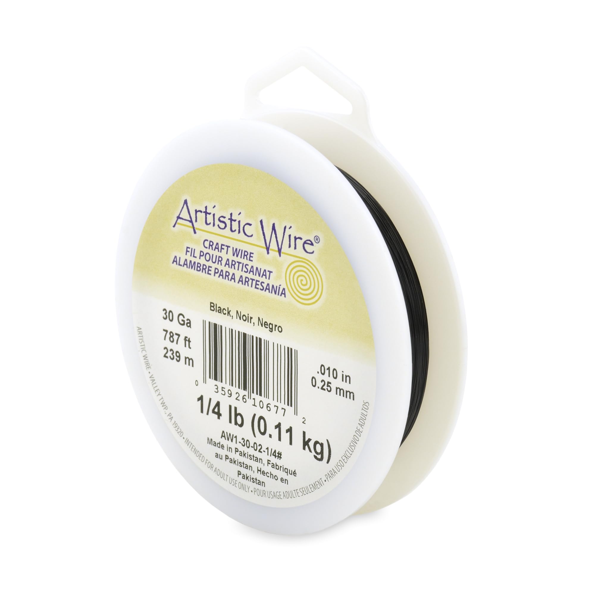 Artistic Wire Tarnish Resistant Colored Copper Craft Wire, Black, 1/4 lb / .11 kg 787 ft / 240 m