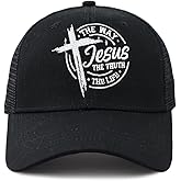 The Way The Truth The Life Trucker Hat for Men Women, Adjustable Embroidered Jesus Christian Baseball Cap