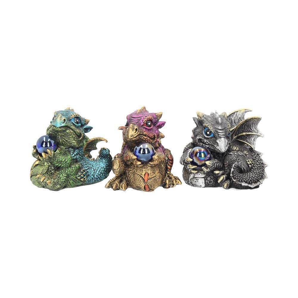 Nemesis Now Dragon's Gift Set of 3 7cm Figurine, Resin, Multi-Coloured, One Size